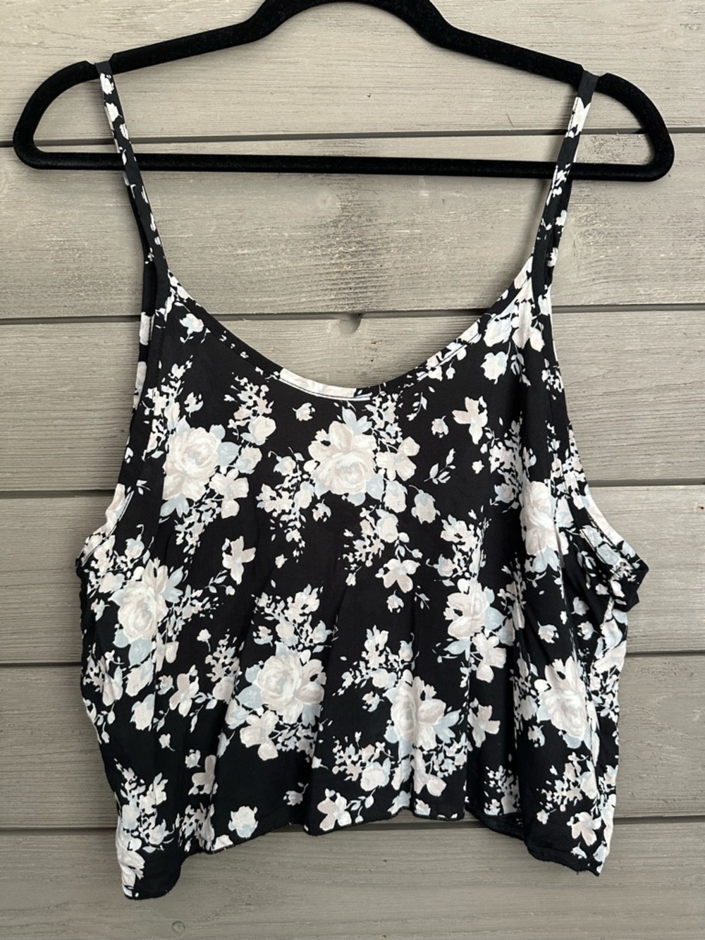 Brandy Melville Cropped Floral Tank Top Black Multi Color One Size